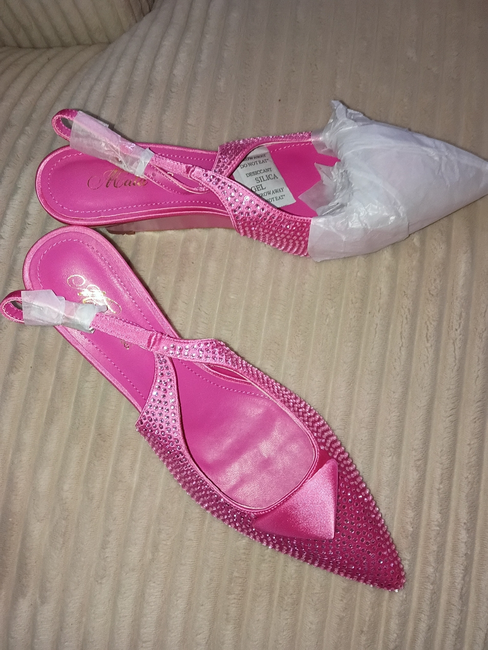 Women’s Pink Rhinestone Pointed Slingback Flats